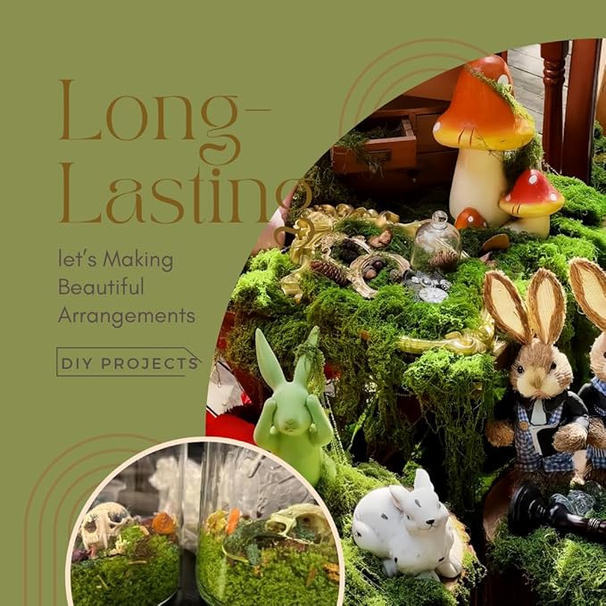 3.5OZ Fake Moss for Plants Indoor - Artificial Moss for Table Centerpieces, Fairy Gardens, Terrariums - Realistic Faux Grass for Wedding Christmas Party Decor (Light Green)