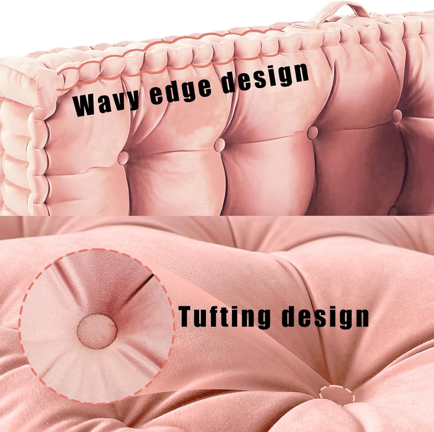 Custom Bench Cushion, Velvet Tufted Bench Cushions for Indoor, Tufted Button Design, 70D High Resilience Foam Soft and Comfortable, 90+ Colors