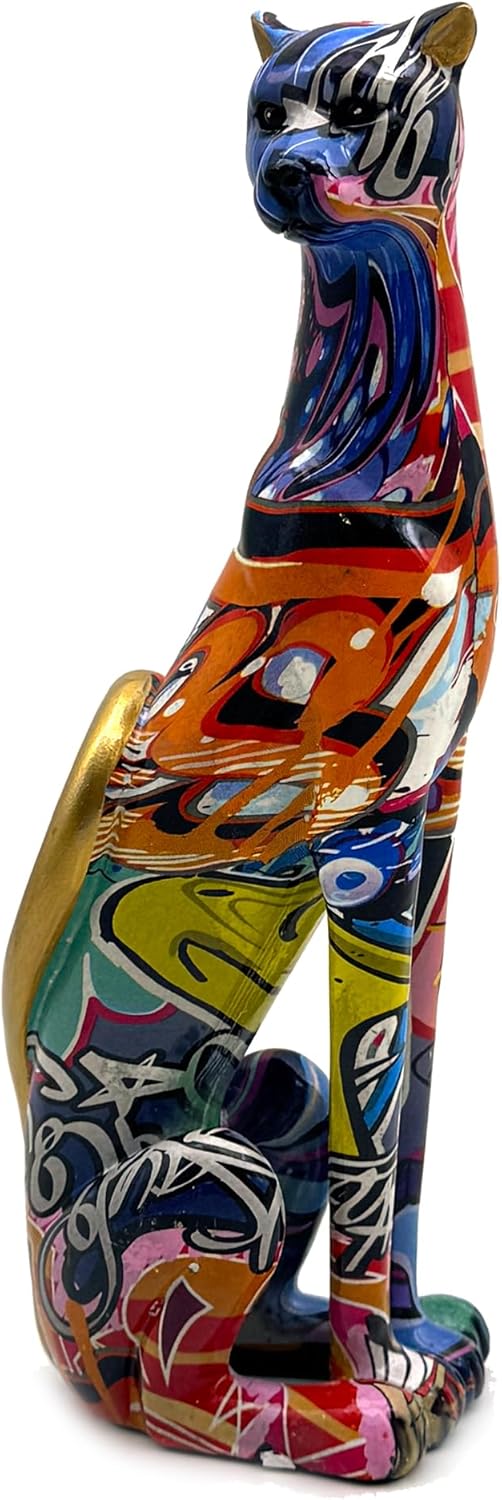 Colorful Leopard Statue Art Figurine Sculpture Collectible Gifts for Leopard Lover Office Home Decor Desk Accessories Decoration Garden Figurines Outdoor Decor (Color A)