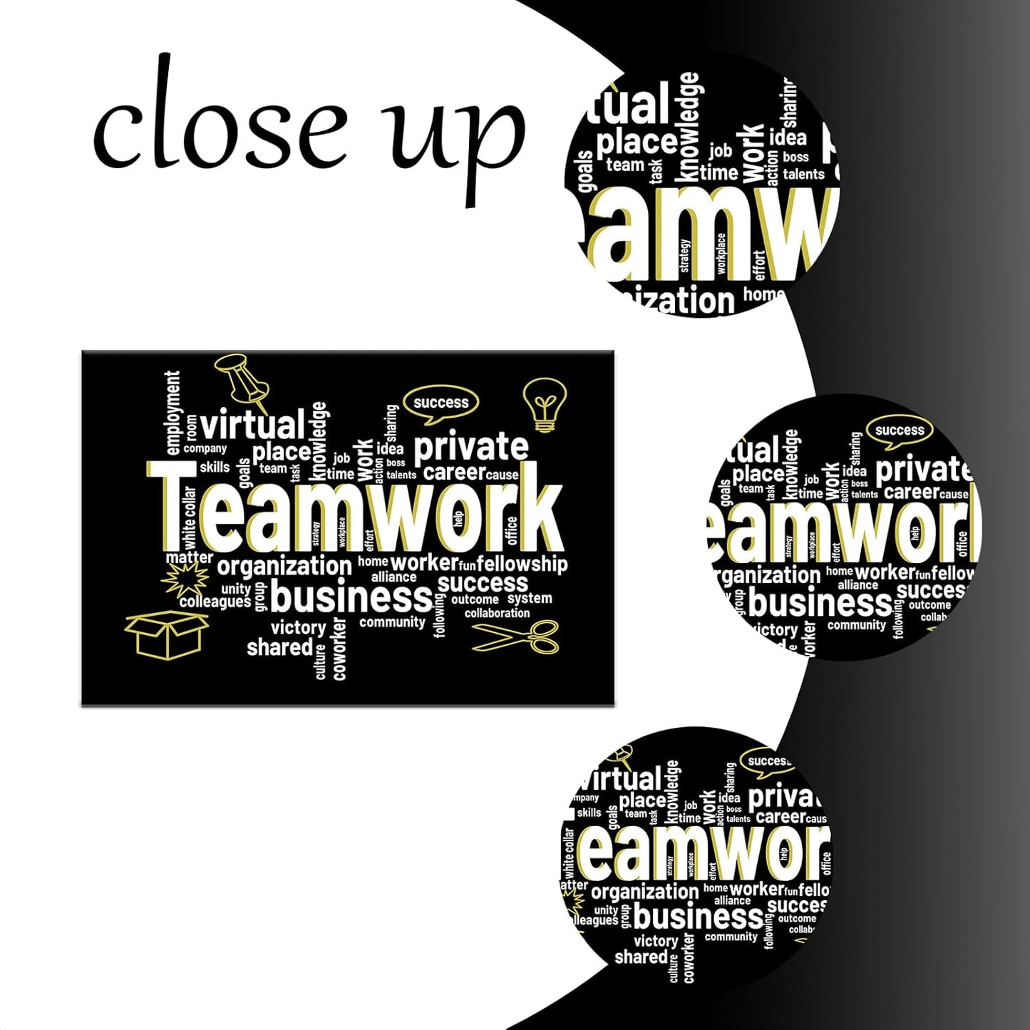 Inspirational Canvas Wall Art Teamwork Motivational Entrepreneur Quotes Poster Print Inspiring Picture Painting Wall Decor Artwork for Modern Home Bedroom Bathroom Office Ready to Hang [18''Wx12''H]