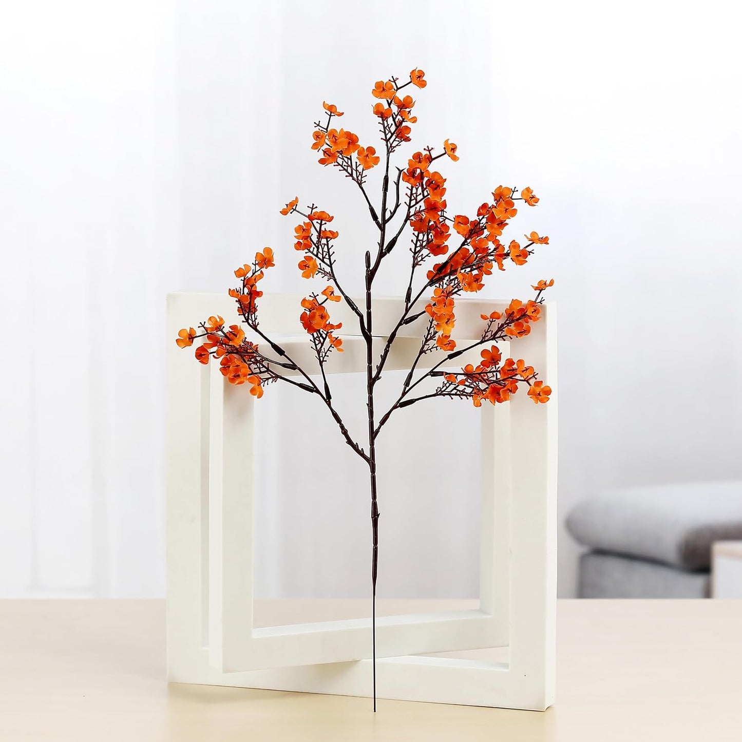 JAKY-Global Babys Breath Orange Silk Artificial Flowers 12 Bundle European Fake Silk Plants Decor Wedding Party Decoration Bouquets Real Touch DIY Home Garden (Orange 12pcs)