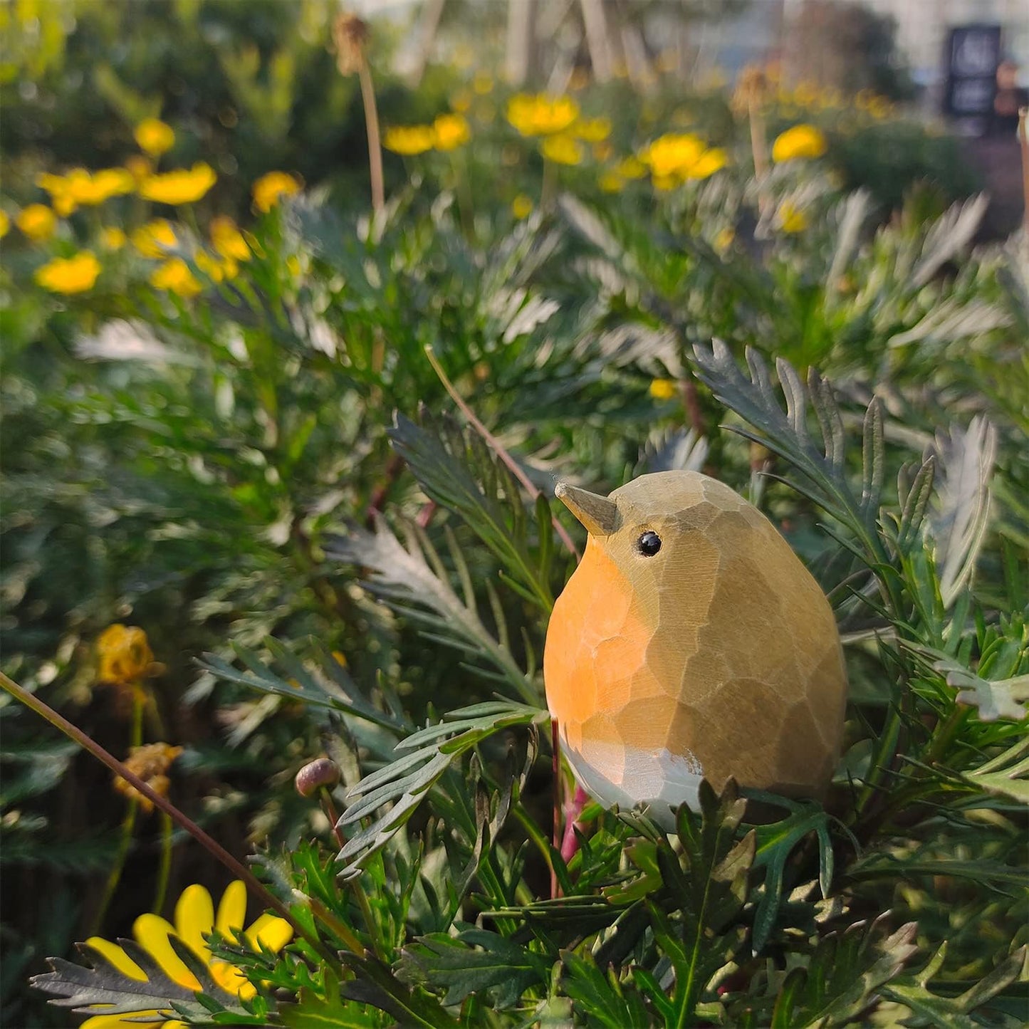 Handmade Wooden Carved Bird Decor Sculpted Hand-Painted Bird Figurines Small Home Decor Bird Statue Shelf Decor BFF Gifts for Bird Lovers (Robin)