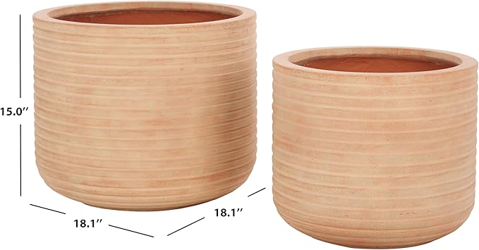 SAFAVIEH Outdoor Collection Nardo Terracotta Cement Planter Pot Set of 2