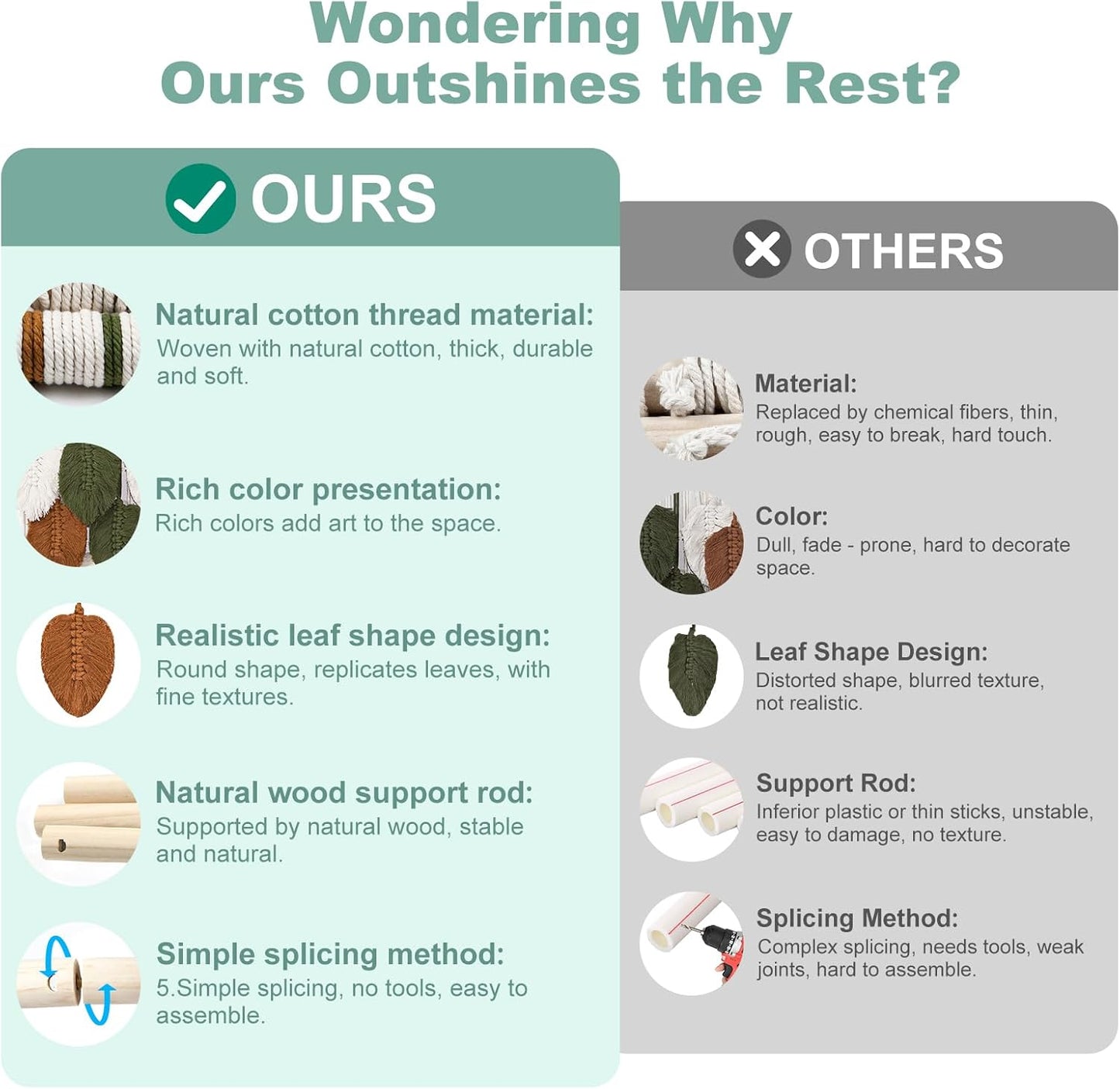 Gliterra Large Macrame Wall Hanging Handmade Boho Tapestry 43"x32" - Wall Art Decor for Living Room, Bedroom, Wedding (Brown)