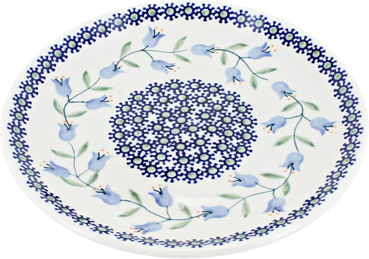 Blue Rose Polish Pottery - Blue Tulip Dessert Plate - 7" Diameter - Beautiful Plate for Cake, Appetizers, or Snacks