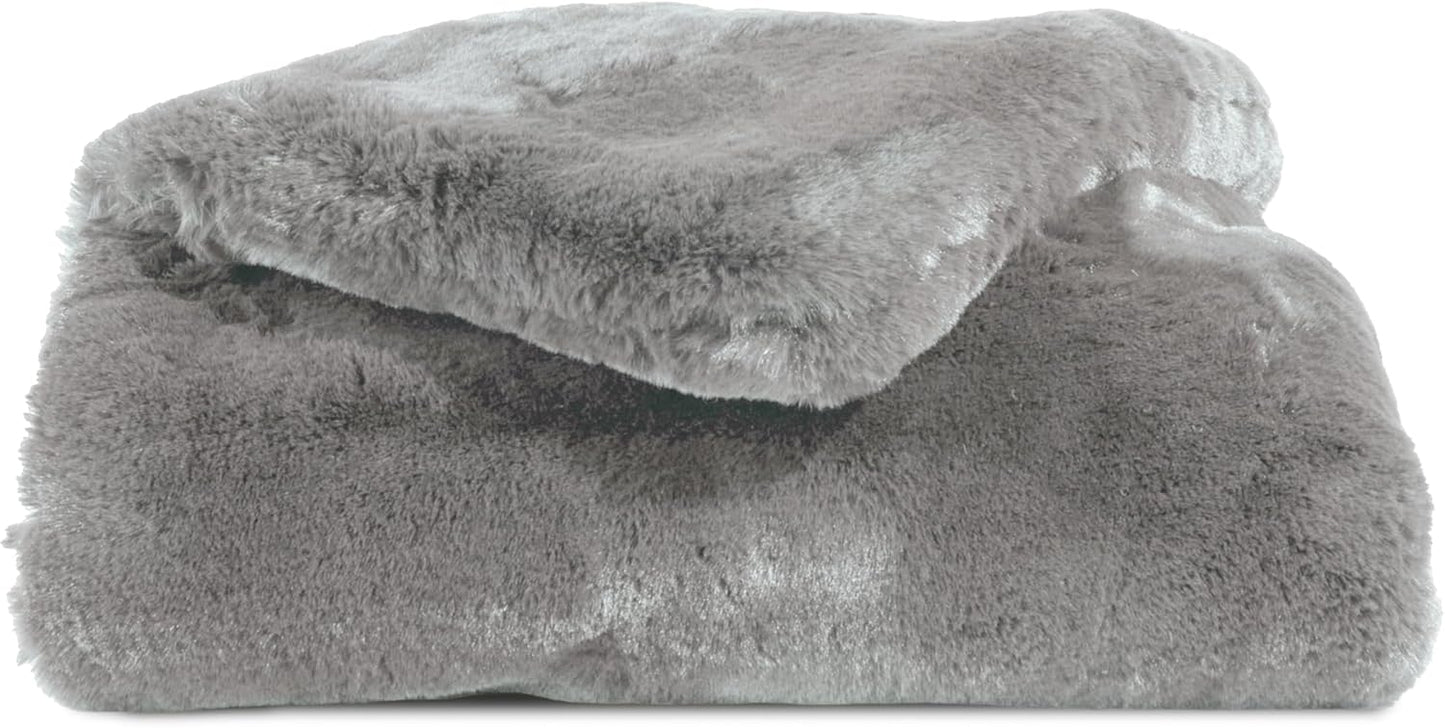 Cozy Earth Cuddle Blanket - Faux Fur Ultra-Soft Luxury Throw Blanket - Thick & Cozy Oversized Design for Lounging or Sharing - Machine Washable - Throw 60" x 50" Dove Grey
