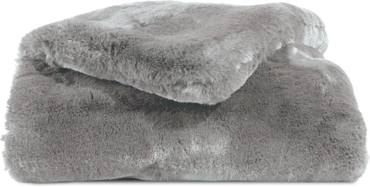 Cozy Earth Cuddle Blanket - Faux Fur Ultra-Soft Luxury Throw Blanket - Thick & Cozy Oversized Design for Lounging or Sharing - Machine Washable - Throw 60" x 50" Dove Grey