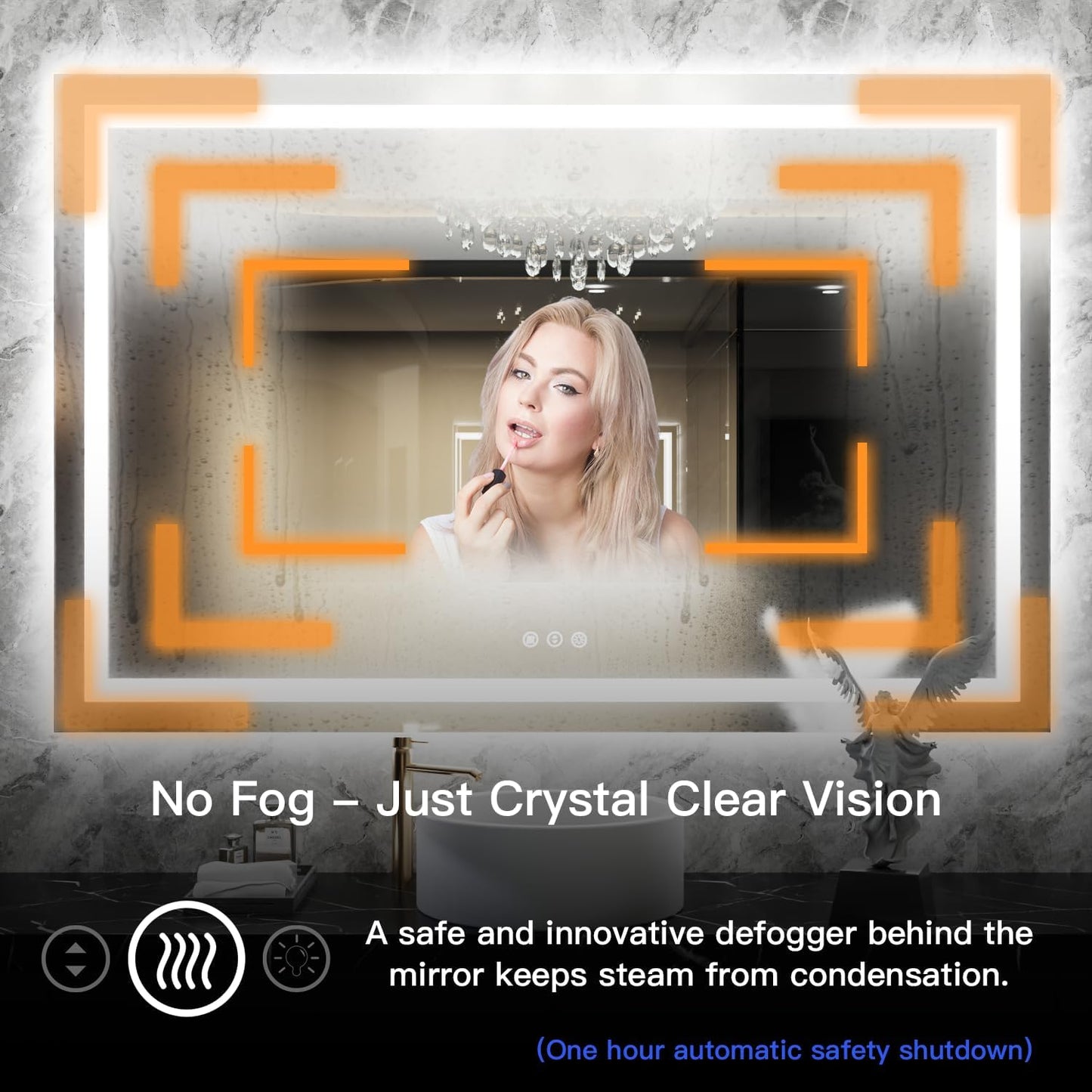 ISKM 60'' x 30'' LED Mirror for Bathroom Lighted Vanity Mirror for Wall Front Lights + Backlit LED Bathroom Mirror Anti-Fog Tempered Glass ETL Listed