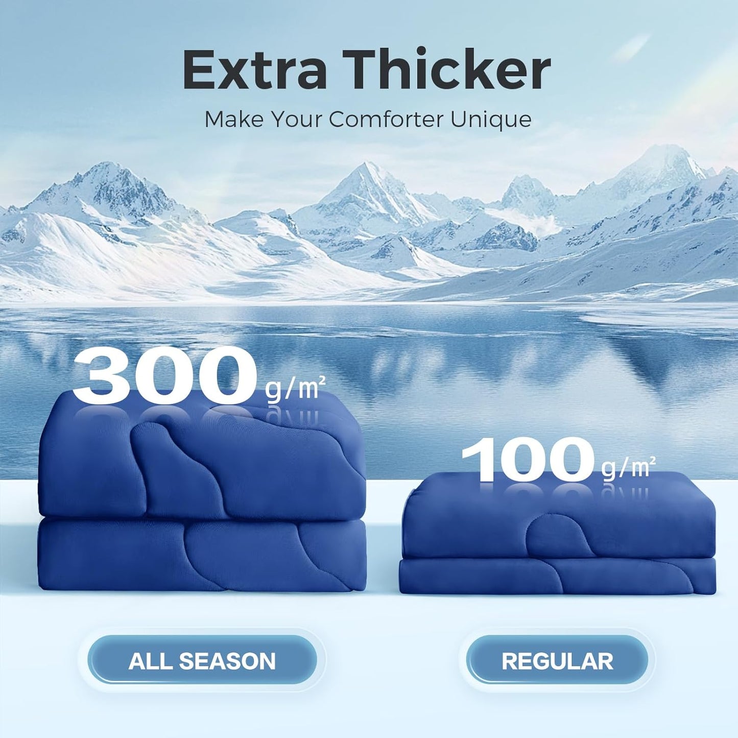 EASELAND All Season Cooling Comforter Queen, Cold Touch Fabric Absorbs Body Heat, 300GSM Super Soft, Cooling Blanket for Night Sweats Hot Sleeper (Navy Blue-All Season, Queen(90"x90"))