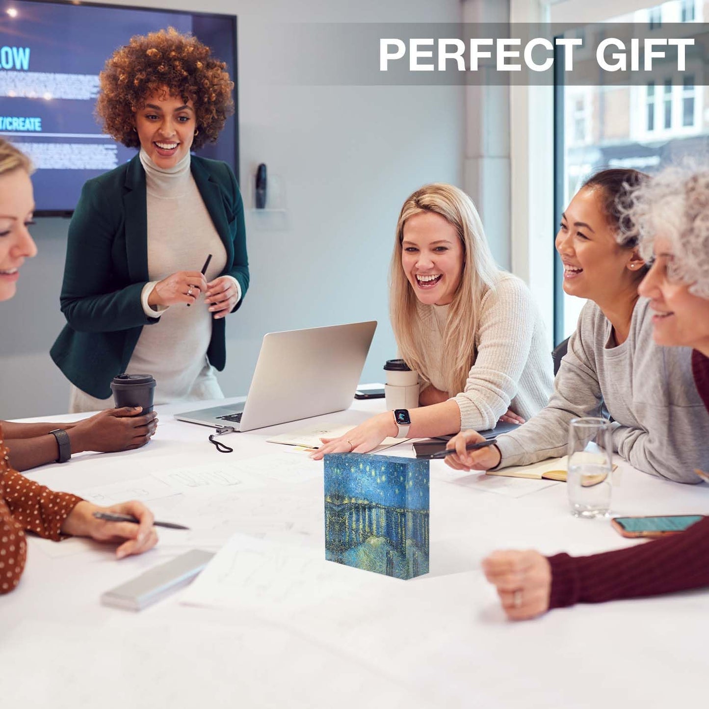 Clear Acrylic Decor Night View of The Rhone River Valentine's Day Present - Housewarming Presents - Presents for Mom,Sisters and Friends Positive Wall Plaque 4'' x 4''