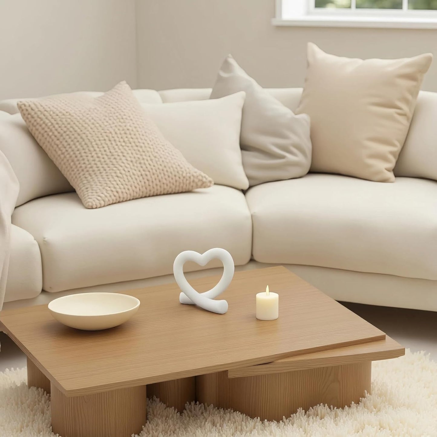 Imitation Marble White Heart Sculpture – Modern Minimalist Love Statue for Romantic Home Decor, Wedding Table Centerpiece for Couples