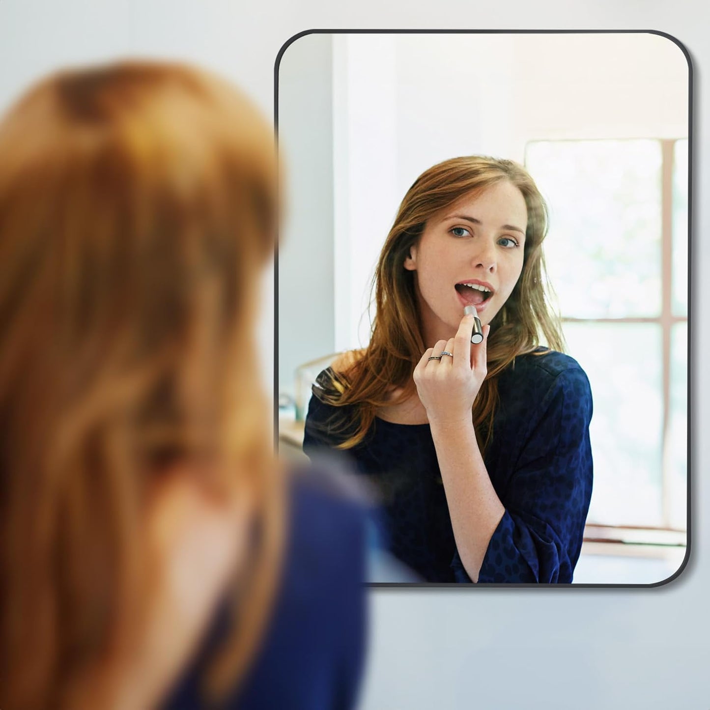 Black Bathroom Mirror, 30" x 40" Wall Mirror with Metal Frame, Decorative Rectangular Vanity Mirror for Bedroom Bathroom Living Room Entryway (Horizontal/Vertical)