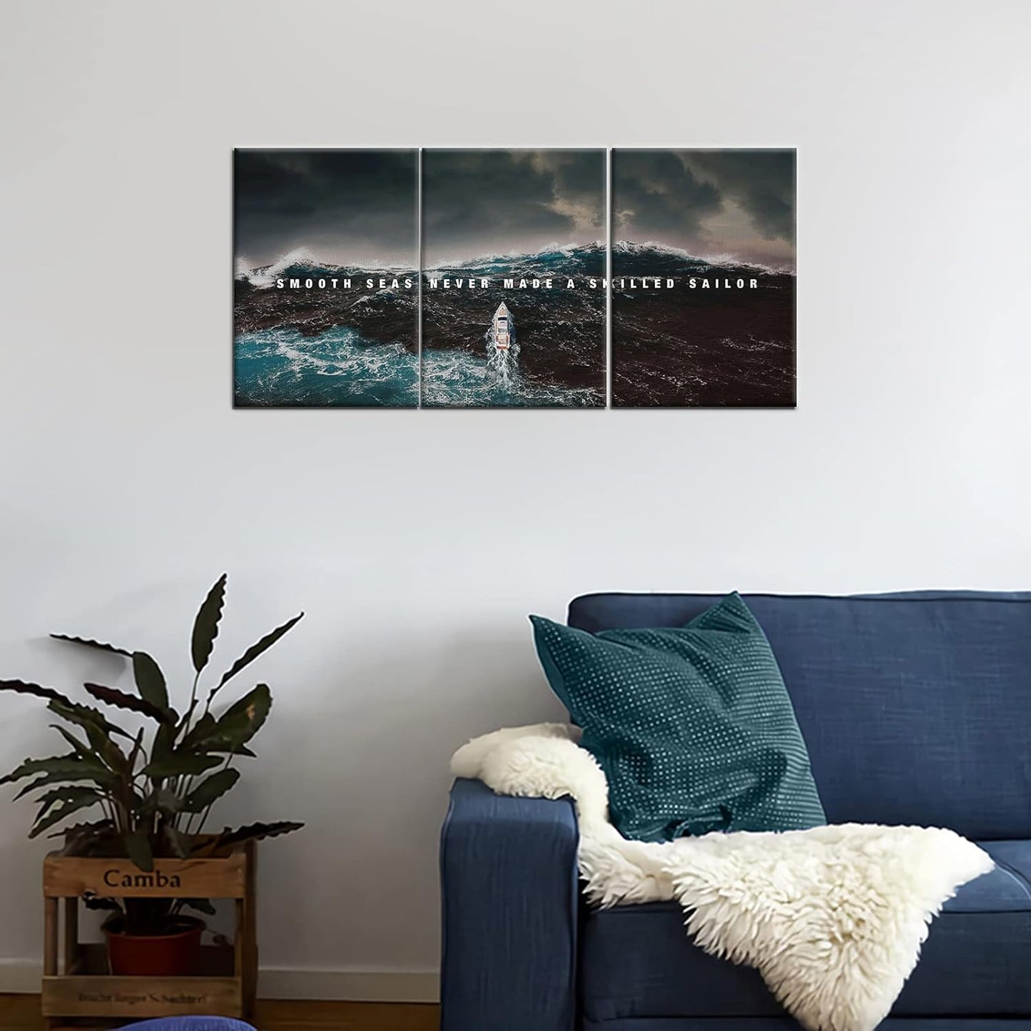 GoForArt Inspirational Canvas Wall Art, Famous Quote Prints Motivational Wall Decor, Boat Sea Poster for Office Living Room, Ocean Bedroom Dining Room Artwork Home Decoration 36x16in