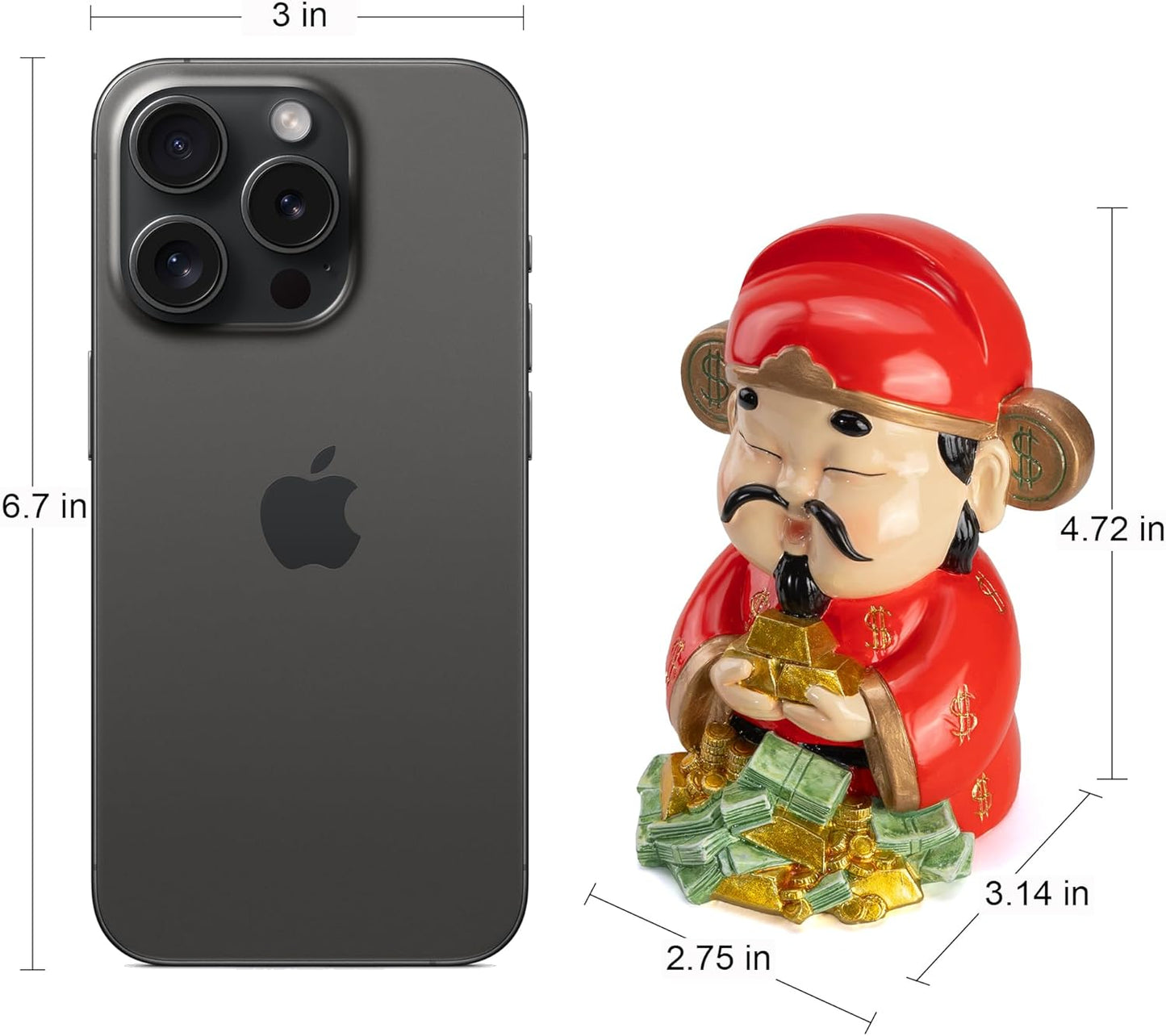 Feng Shui Wealth Statue, God of Wealth Collectible Figurine Deco Your Home, Office, Company, and Store, Bringing Good Luck and Money as a Symbol of Good Fortune