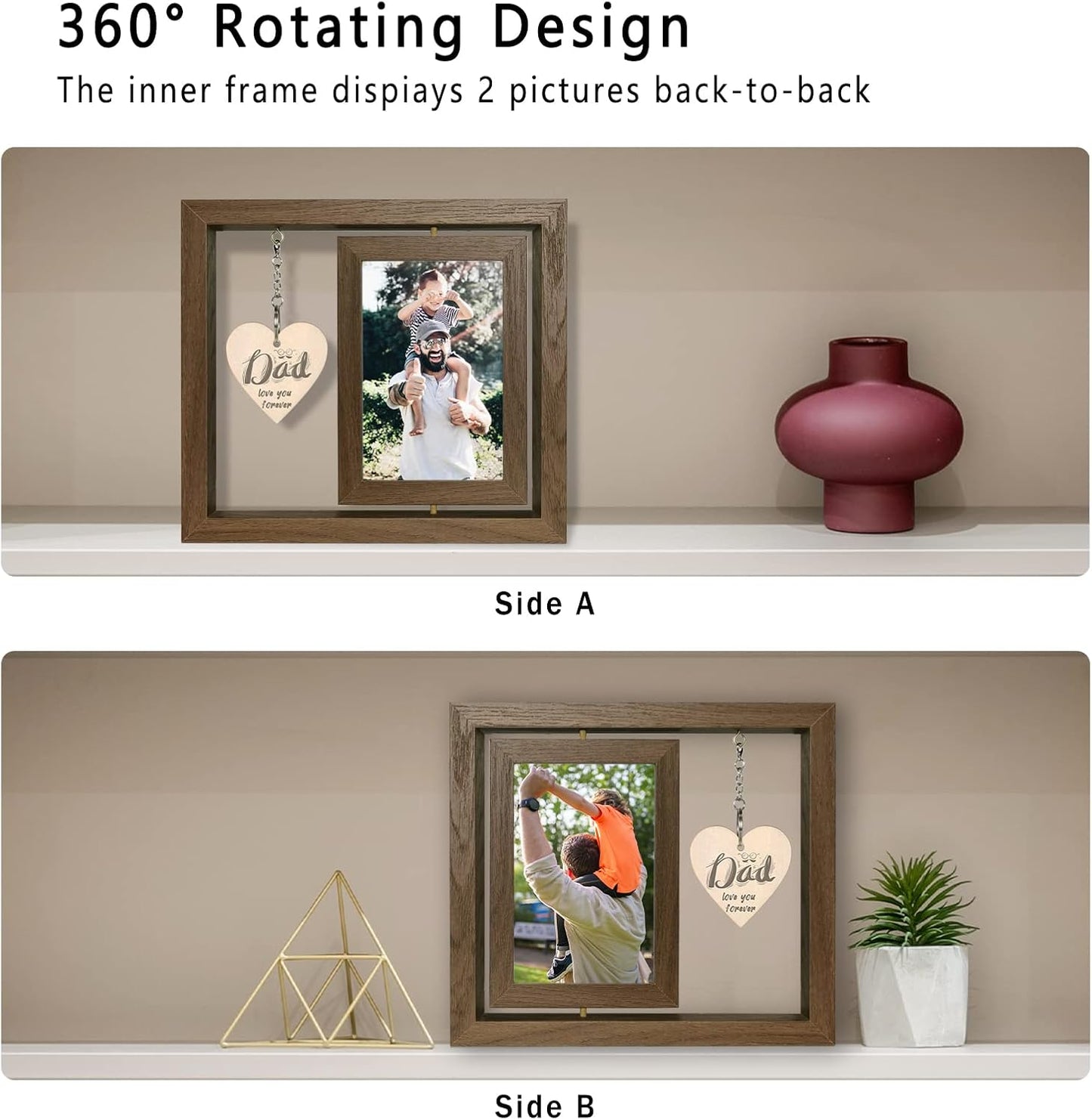 Dad Love You Forever Gifts from Daughter Son Dad Picture Frame for Birthday Father's Day Christmas, Display Two 4x6