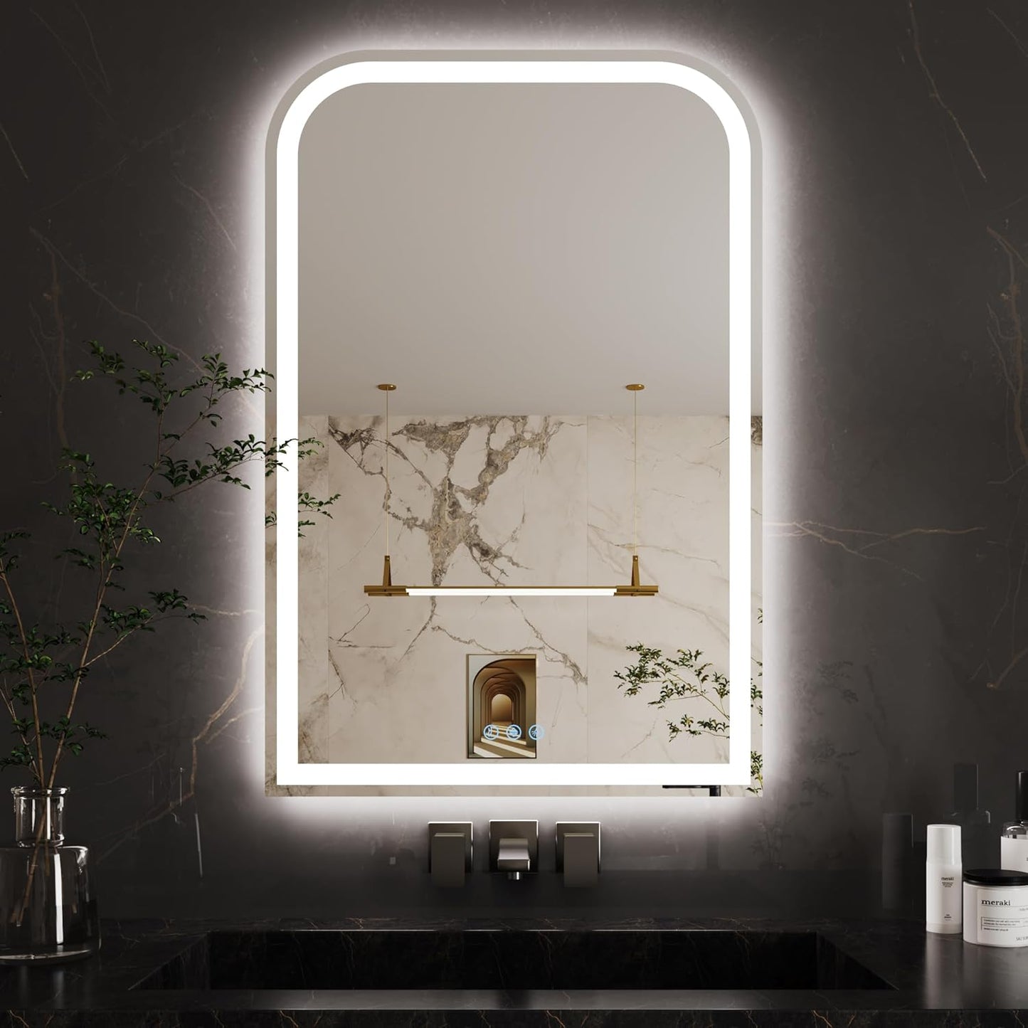 Mirror with Lights 24x36 inch,led Wall Mirror,Anti-Fog,Stepless Dimmable,3 Color Temperature Vanity Mirror,UL Listed