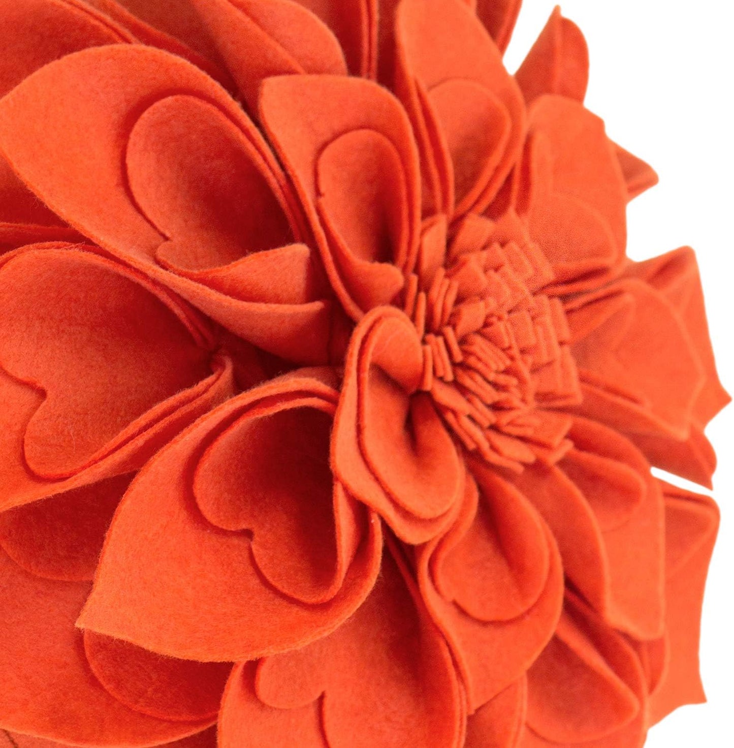 Fennco Styles Handmade 3D Heart-Shaped Petals Flower Decorative Throw Pillow Cover Only - 13" Round Terracotta Floral Pillow Case for Couch, Home Décor and Holiday, Housewarming Gift