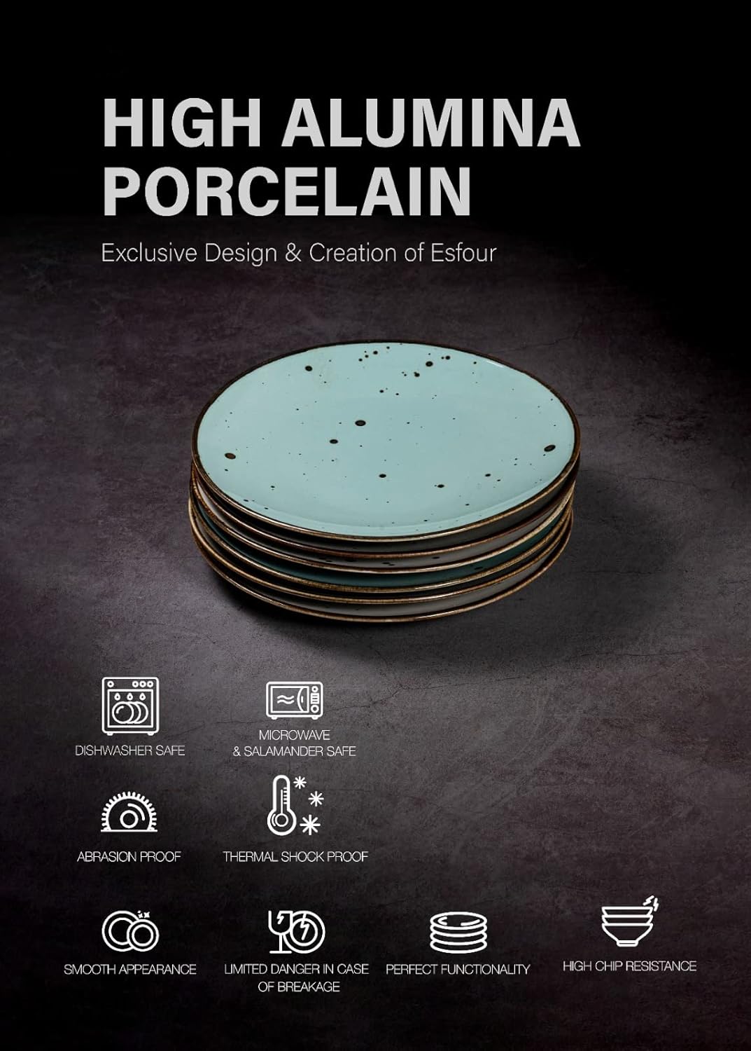 Dessert Plates 8.7 Inch Set of 6 - Microwave, Oven, Dishwasher Safe, Scratch Resistant, Porcelain. Durable Small Dishes for Salad, Dessert, and Side Dishes - Natural Assorted Colors