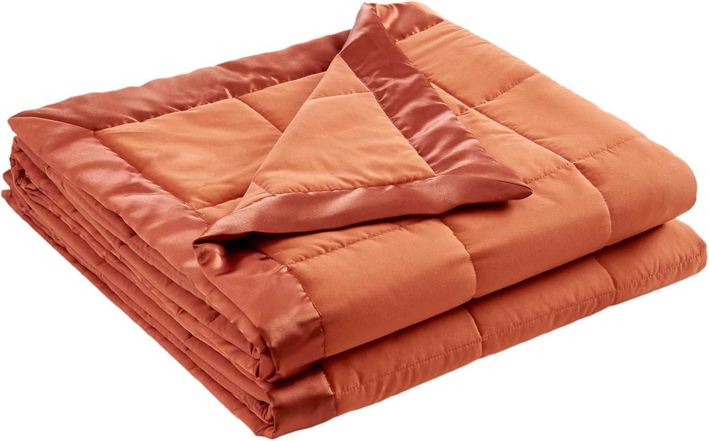 Madison Park Queen Blanket Quilted Microfiber, Satin Binding, 3M Scotchgard Moisture Wicking, Soft and Lightweight Summer Blanket for Couch, Windom, Full/Queen, Orange