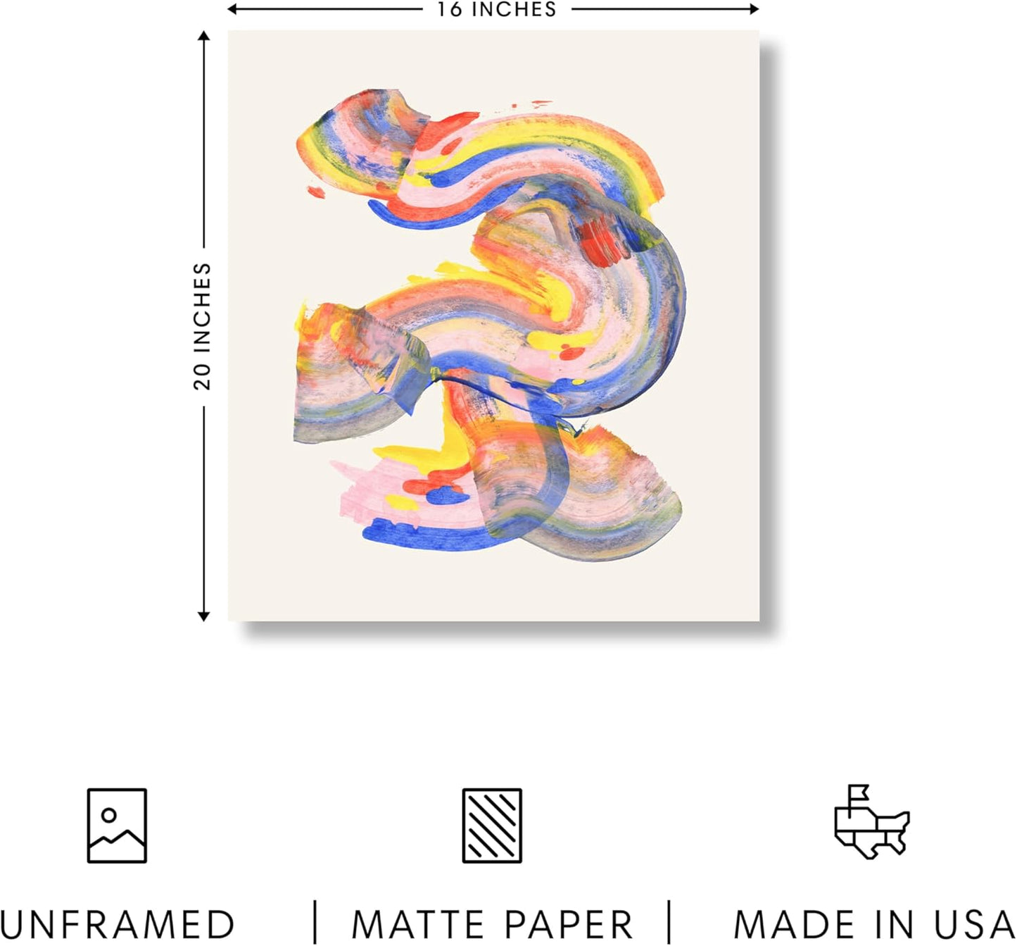 HAUS AND HUES Colorful Abstract Wall Art - Minimalist Retro Picture for Living Room Decor, Red and Pink Modern Wall Art Painting (Abstract Watercolor Swirls, Unframed, 16x20)