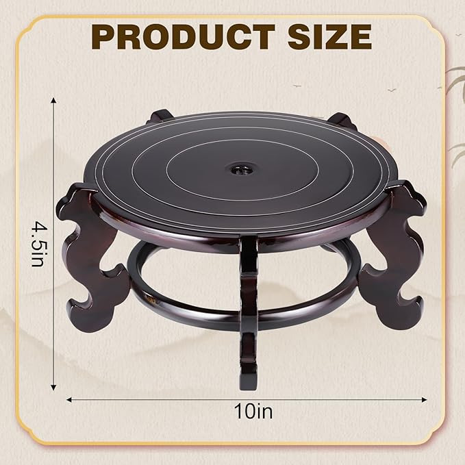 Yoiemivy 10 Inch Wooden Plant Stand Vase Stand Indoor Chinese Fishbowl Planter Stands for Display Oriental Style Indoor Plant Pot Pedestal Stand (10 Inch)