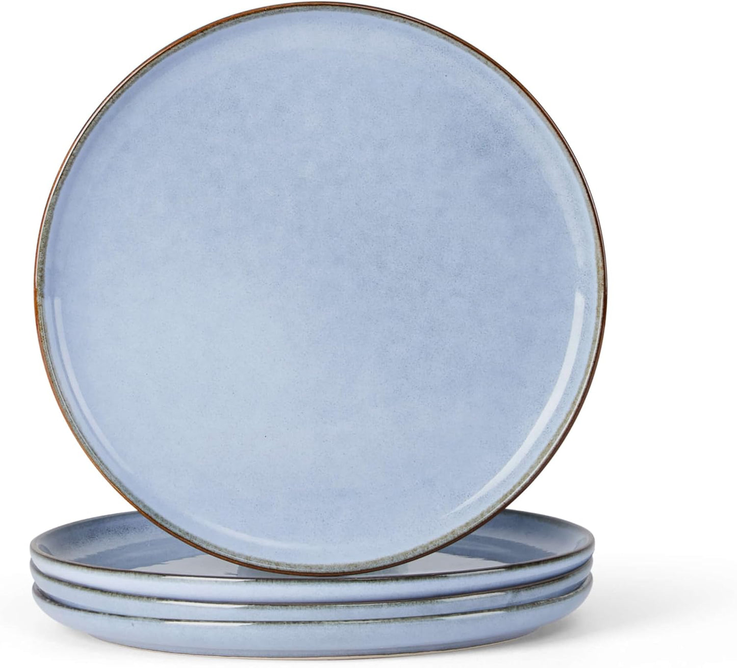 Herogo 4-Piece Stoneware Dinner Plates Set, 7.9" Ceramic Round Dessert Plate Set, Small Handmade Double Reactive Glaze Dinnerware Plates for Kitchen, Microwave, Oven and Dishwasher Safe, Haze Blue