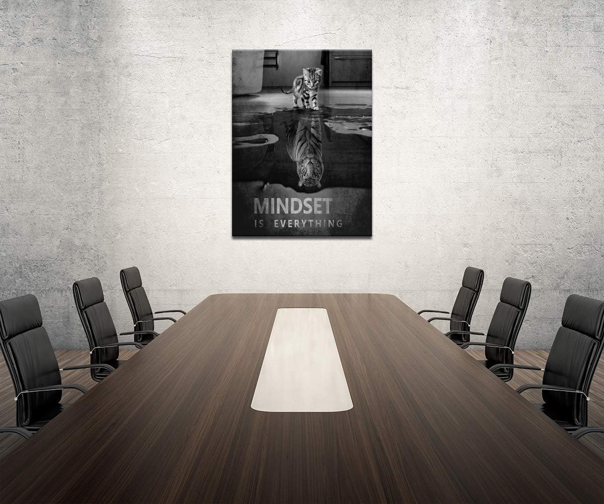 Mindset is Everything Motivational Quotes Canvas Wall Art Inspirational Entrepreneur Quotes Poster and Print Artwork Painting Picture for Classroom Library Home Decor Framed Ready to Hang - 28 x 44 in