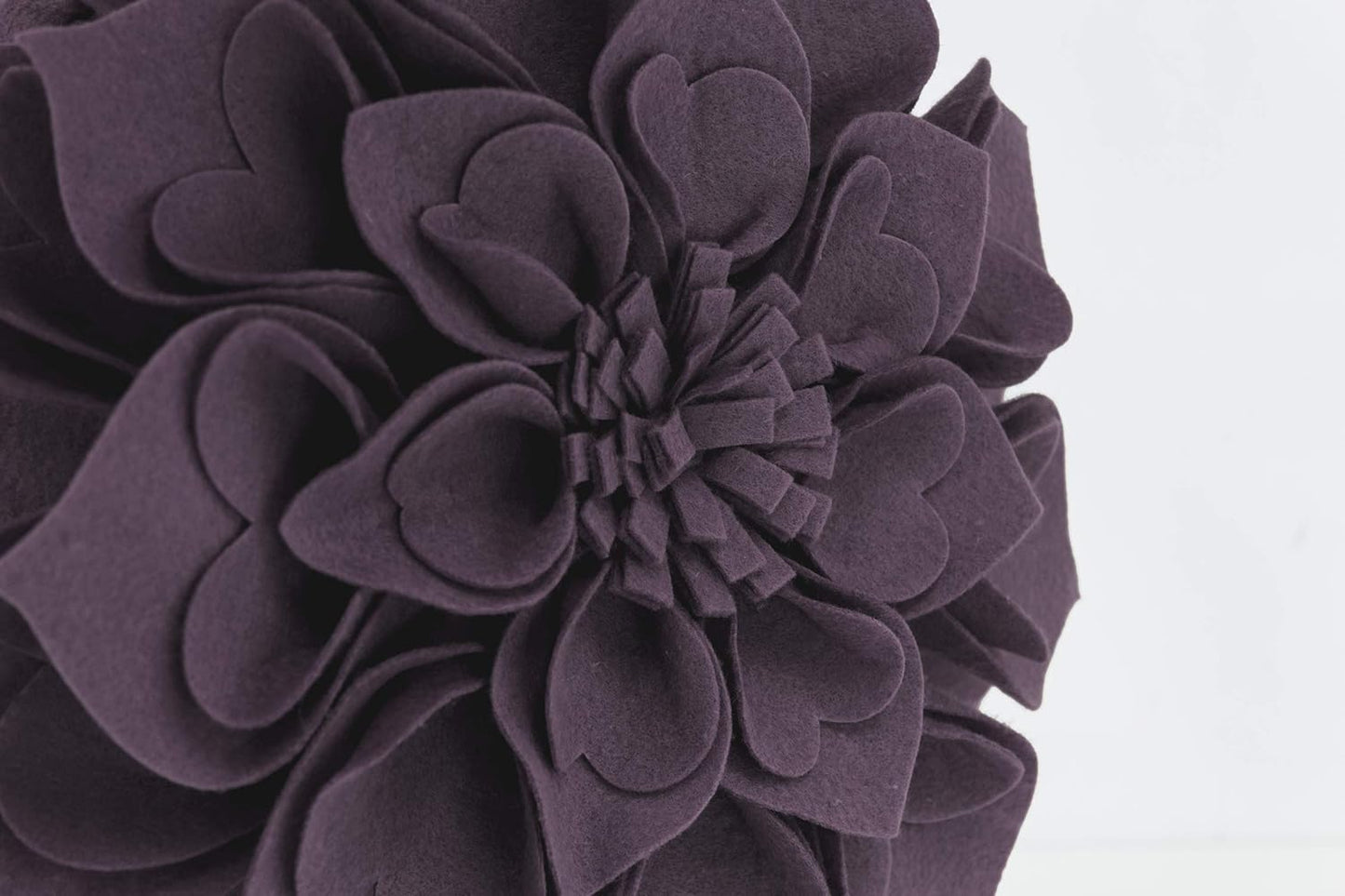 Fennco Styles Handmade 3D Heart-Shaped Petals Flower Decorative Throw Pillow Cover Only - 13" Round Violet Floral Pillow Case for Couch, Home Décor and Holiday, Housewarming Gift