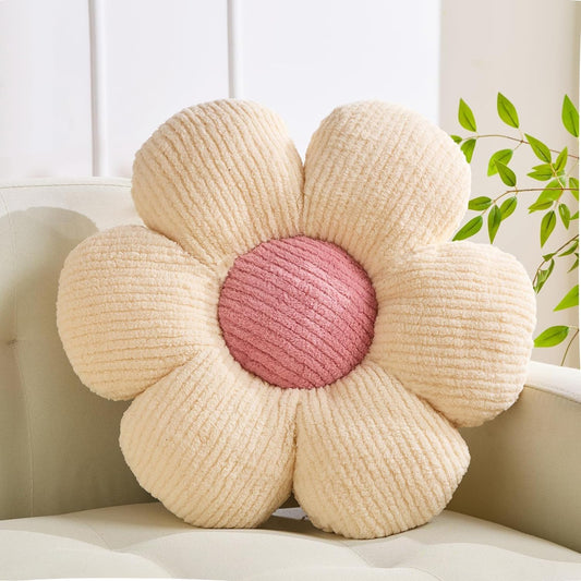 Flower Pillow Flowers Shaped Pillow Cushion Decorative Daisy Pillow for Bed Cute Throw Pillow Flower Floor Pillow Soft Seat Cushion Cream Cushion 19.6"