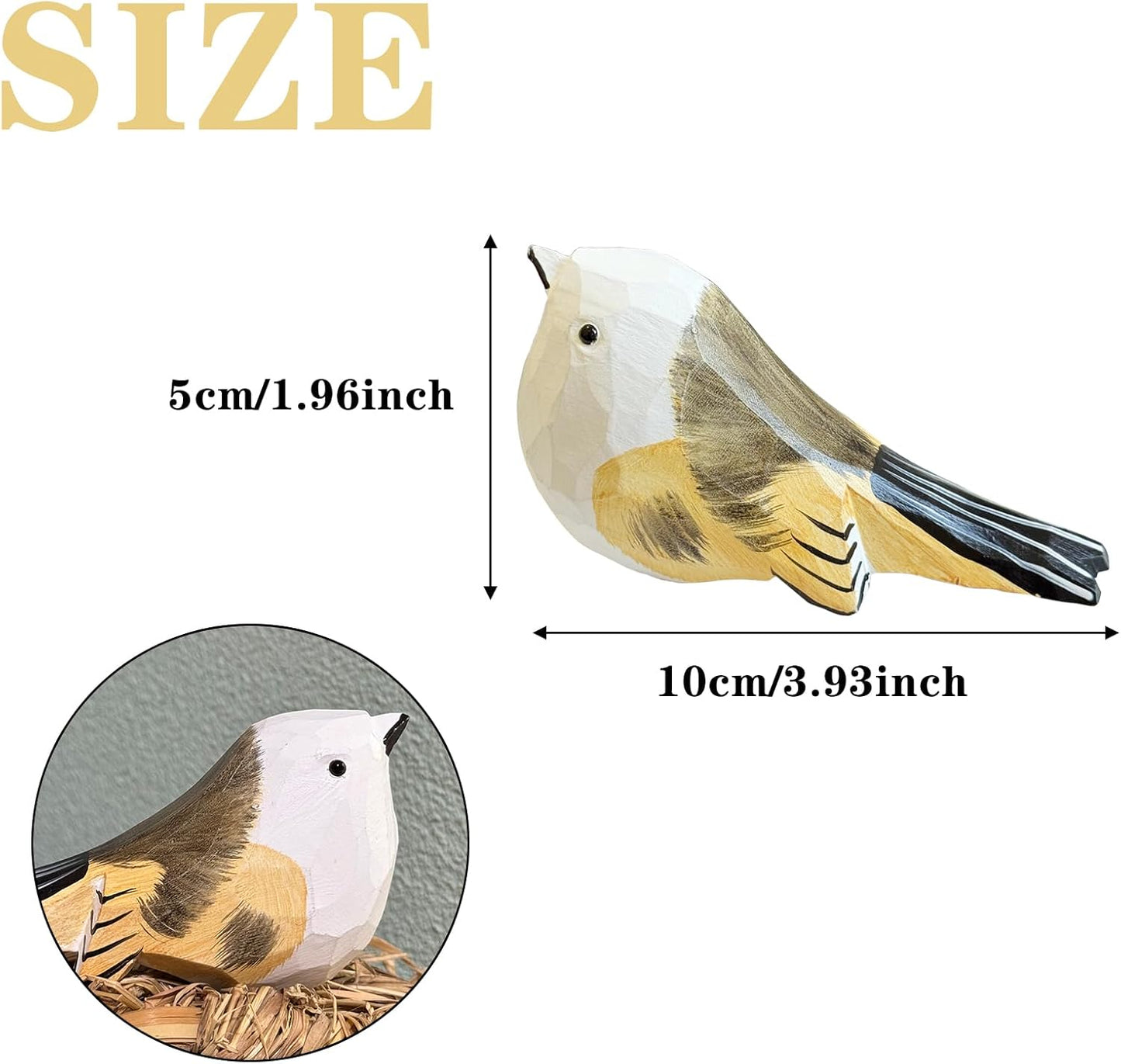 LWINGFLYER Hand-Carved Wooden Bird Figurines for Christmas Decoration, Artificial Bird Statue,Gift for Bird Lovers, Carved Small Animal Ornament Christmas Home Decor