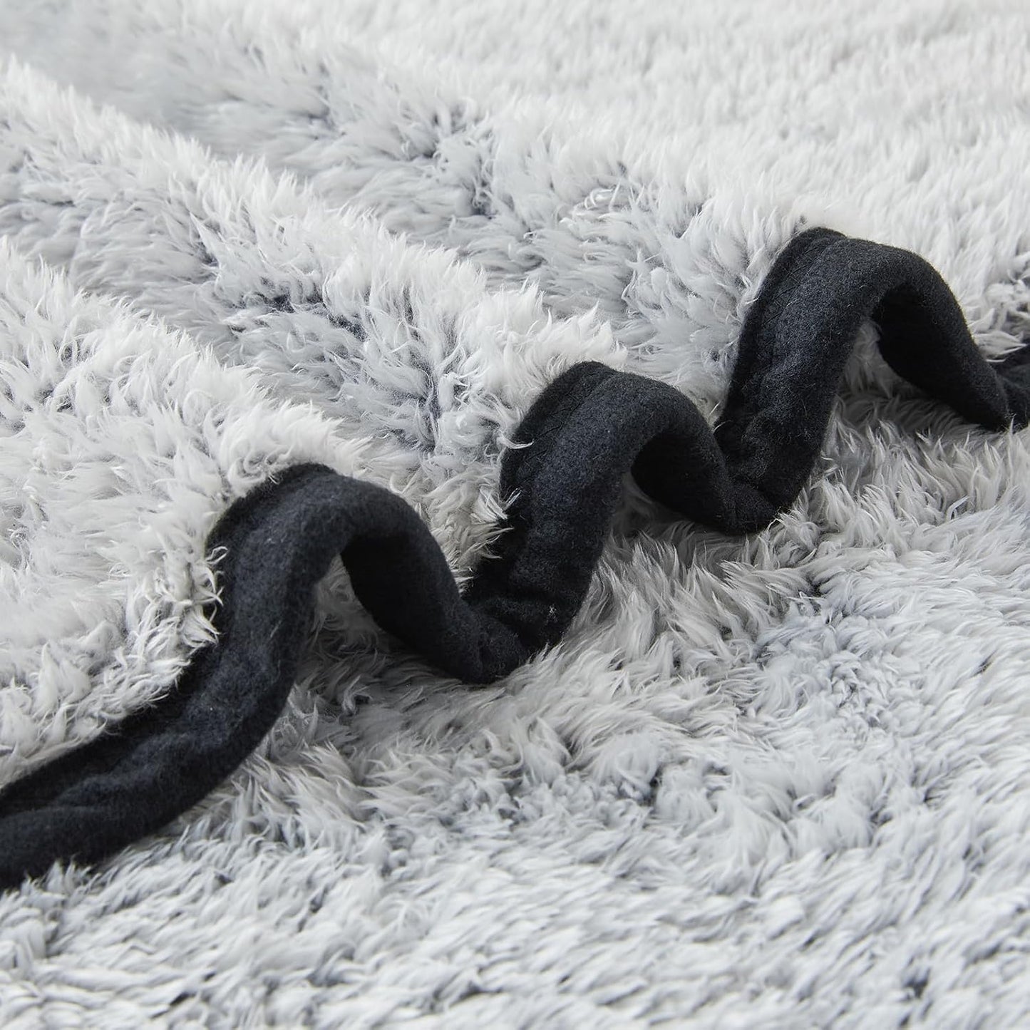 EMME Soft Sherpa Fleece Blanket Reversible Plush Fluffy Large Blanket, Light Weight Warm Decorative Boho Blanket Cover for Sofa, Couch, Bedroom,Travel(Black,108"x90")