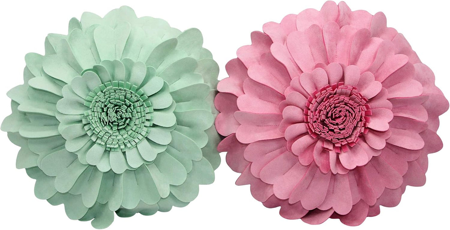 Contempo Lifestyles Flower Pillow – Decorative Pillow 3D Round Throw Pillows for Home Décor – Handmade Sweetheart Flower Pillow for Bed & Couch-Sunflower Pillow - 13 Inch Mint