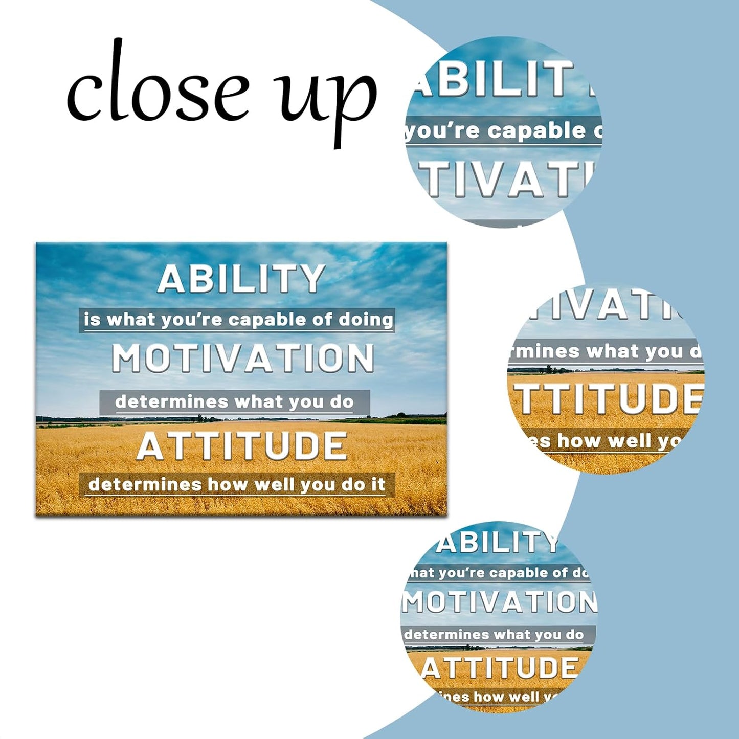 Inspirational Canvas Wall Art Ability Motivation Attitude Entrepreneur Quotes Motivational Office Poster Print Wall Decor Painting Artwork for Bedroom Bathroom Decoration Ready to Hang [18''W X 12''H]