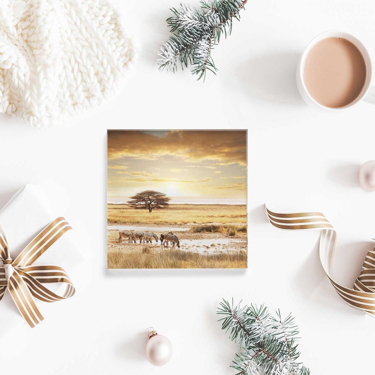 Home Office Desk Decor Sunset African Safari Encouraging Gifts for Women | Retirement Gift for Woman | Thank You Gifts | Birthday Present, 4x4x1inch