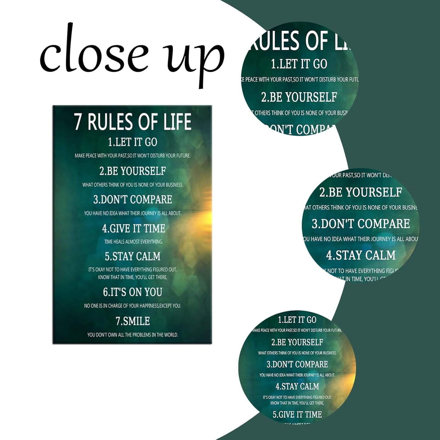 Inspirational Canvas Wall Art 7 Rules of Life Motivational Entrepreneur Quotes Poster Print Picture Painting Artwork for Modern Home Study Room Bedroom Wall Decoration Ready to Hang [12''Wx 18''H]