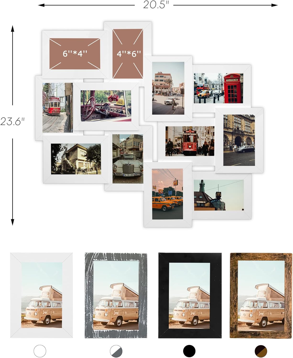 Jerry & Maggie 12 Pack Collage Picture Frame, Photo Frame Wall Decor 4×6 Pictures 12 Opening, Wall Photo Frames for Living Room Decorations, Assembly Required, White