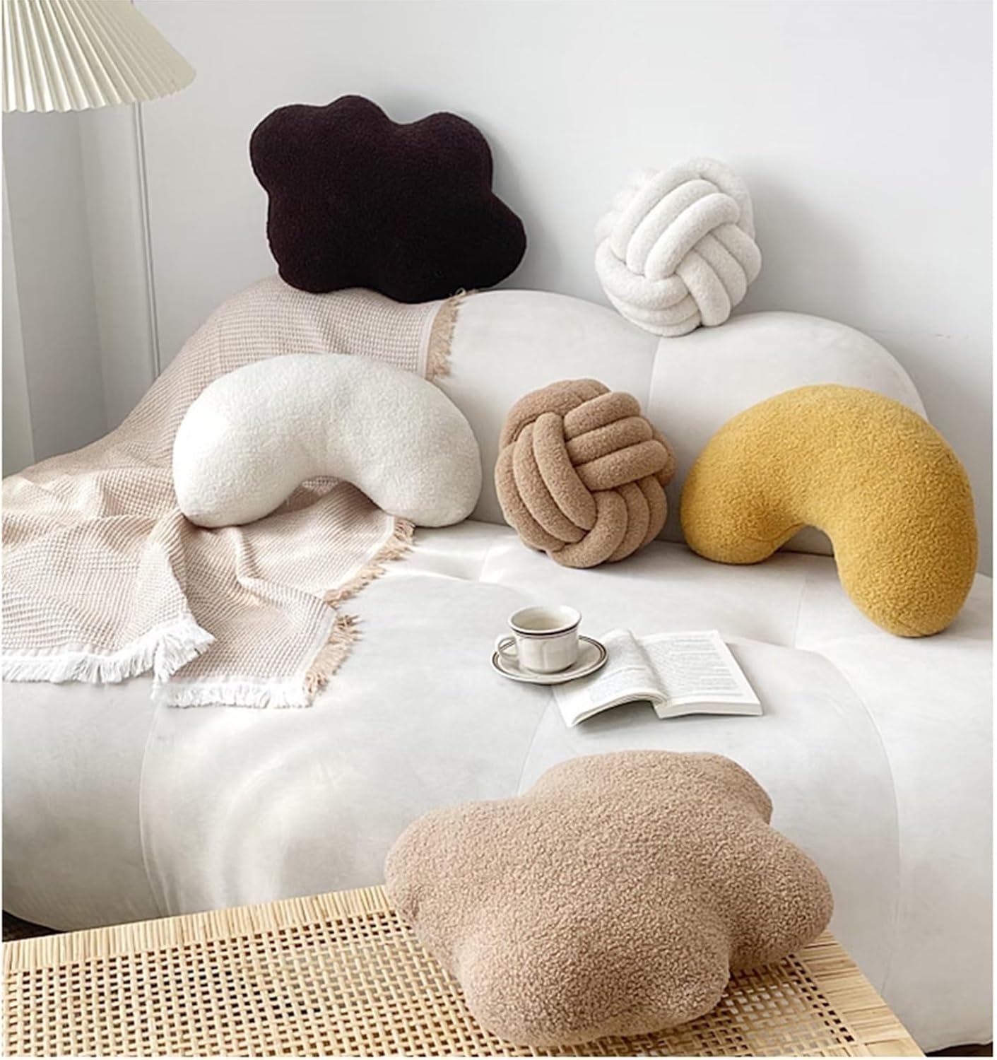 Khaki Cashew Shaped Plush Pillow,Cute Soft Waist Rest Cushion,Home Decorative Throw Pillow Used to Add Comfort and Style to A Couch,Sofa,Or Living Room.