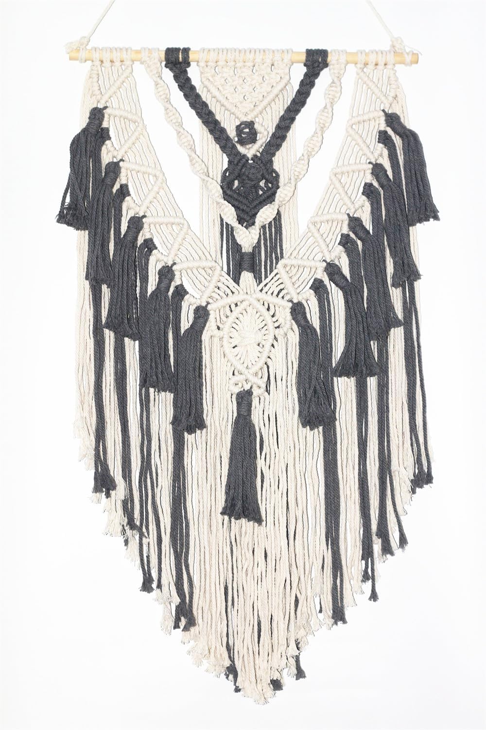 BMIDRUT Macrame Woven Wall Hanging Tapestry Boho Wall Art Handmade Macrame Tapestry for Wedding Bedroom Living Room Background Wall 17x30 Inch