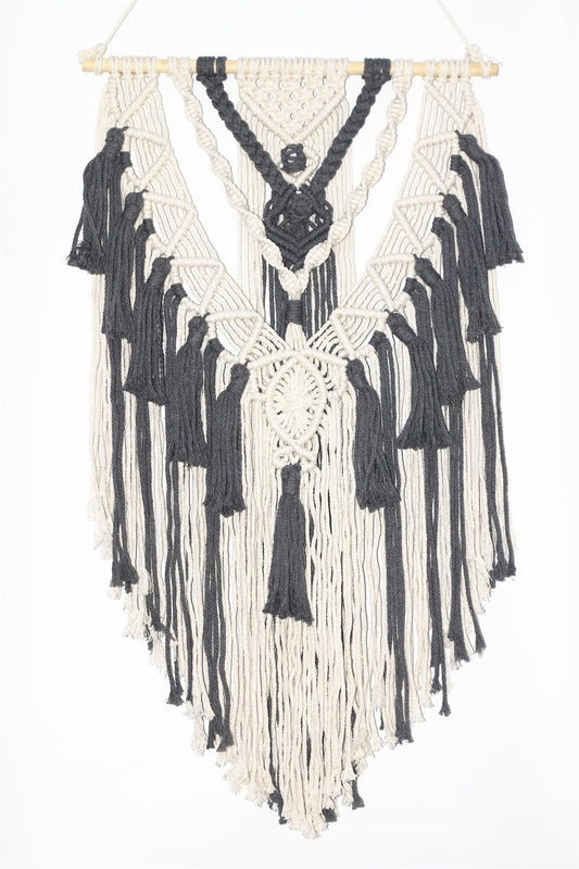 BMIDRUT Macrame Woven Wall Hanging Tapestry Boho Wall Art Handmade Macrame Tapestry for Wedding Bedroom Living Room Background Wall 17x30 Inch