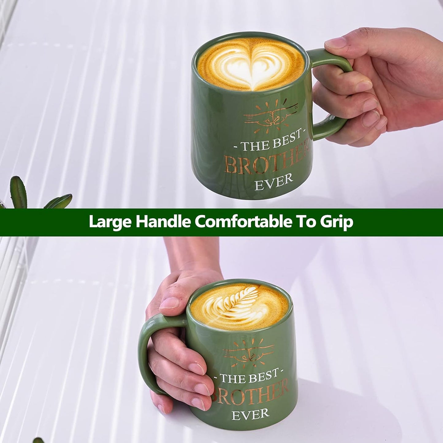 Miicol Funny Coffee Mug 16 oz, Green Coffee Cup, Large Ceramic Tea Mug, Gift Idea for Men, Brother, Tea Cup, Unique Gift for Birthday, Christmas