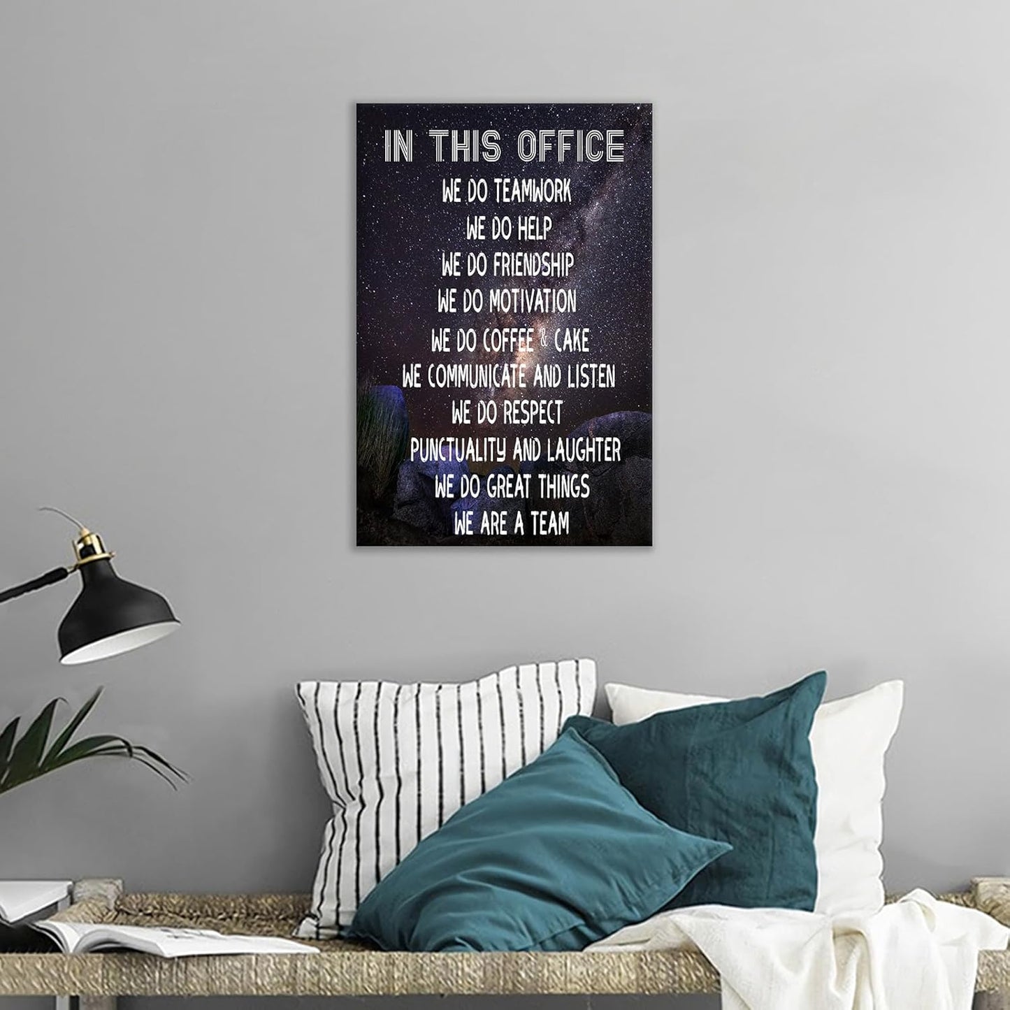 Inspirational Canvas Wall Art Home Decor Motivational Entrepreneur Quotes in This Office We Do Teamwork Poster Print Painting Artwork for Bathroom Teens Room Ready to Hang [12''Wx18''H]