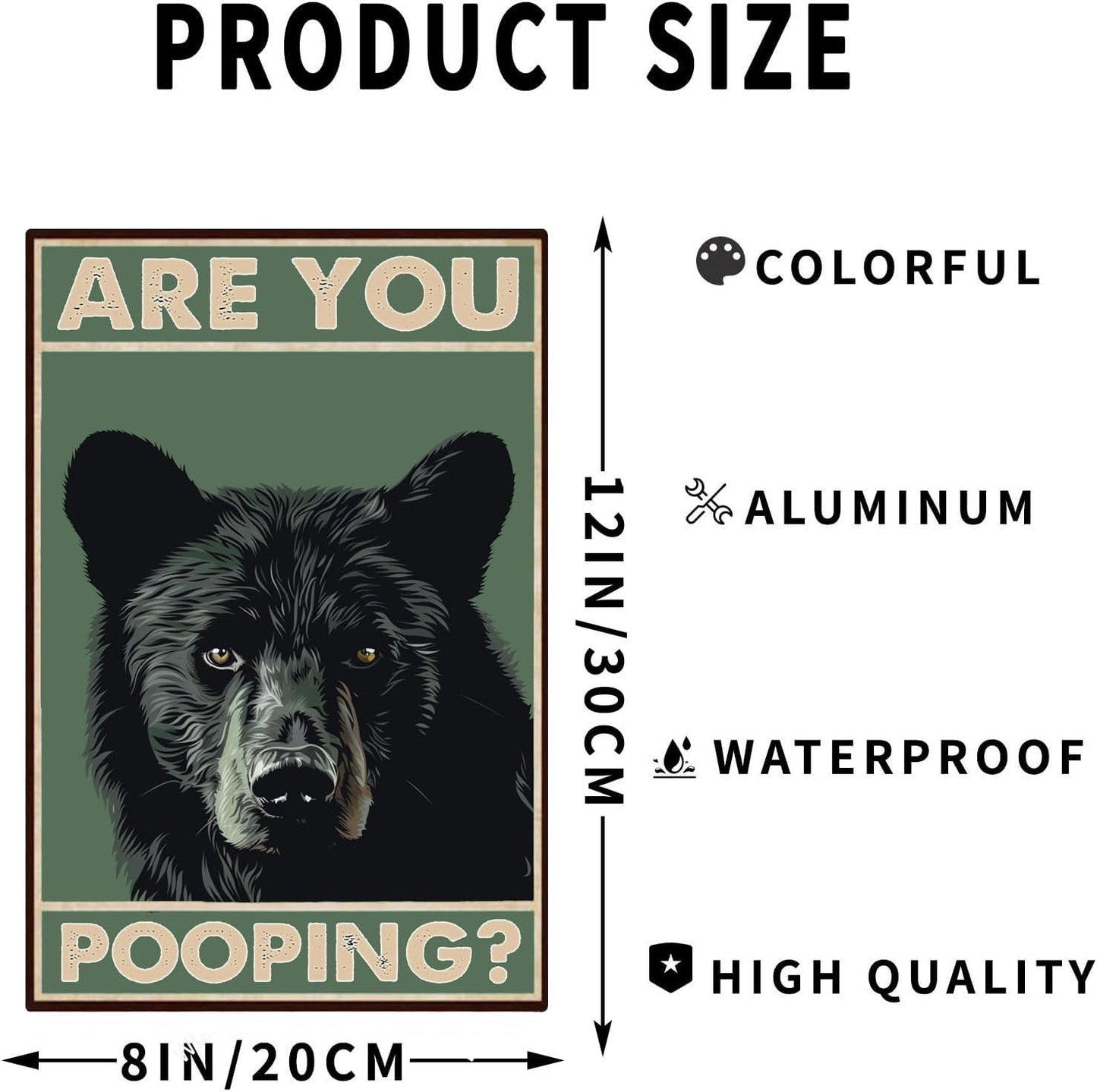 Metal Signs Are You Pooping Black Bear Vintage Tin Sign for Home Bathroom Apartment Wall Decor 12x8 Inch