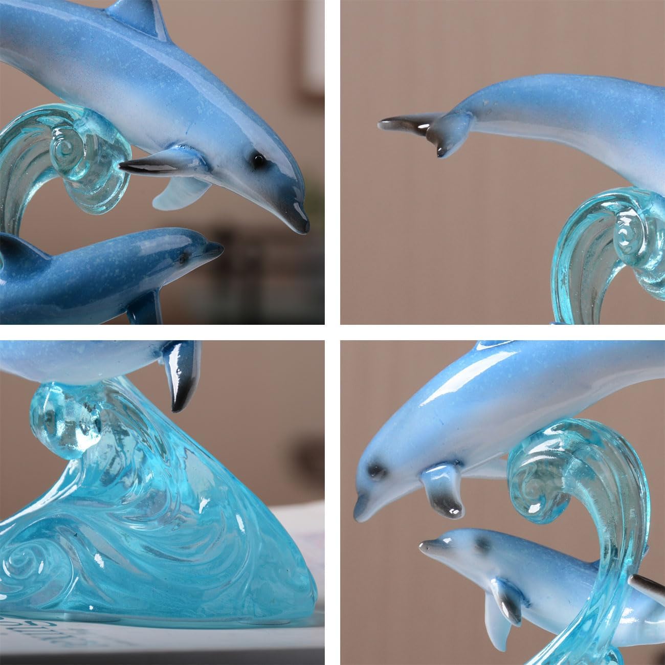 HAUCOZE Dolphin Decor Figurine Ocean Statue Sculpture Modern Arts Gifts Polyresin 5.9 inch