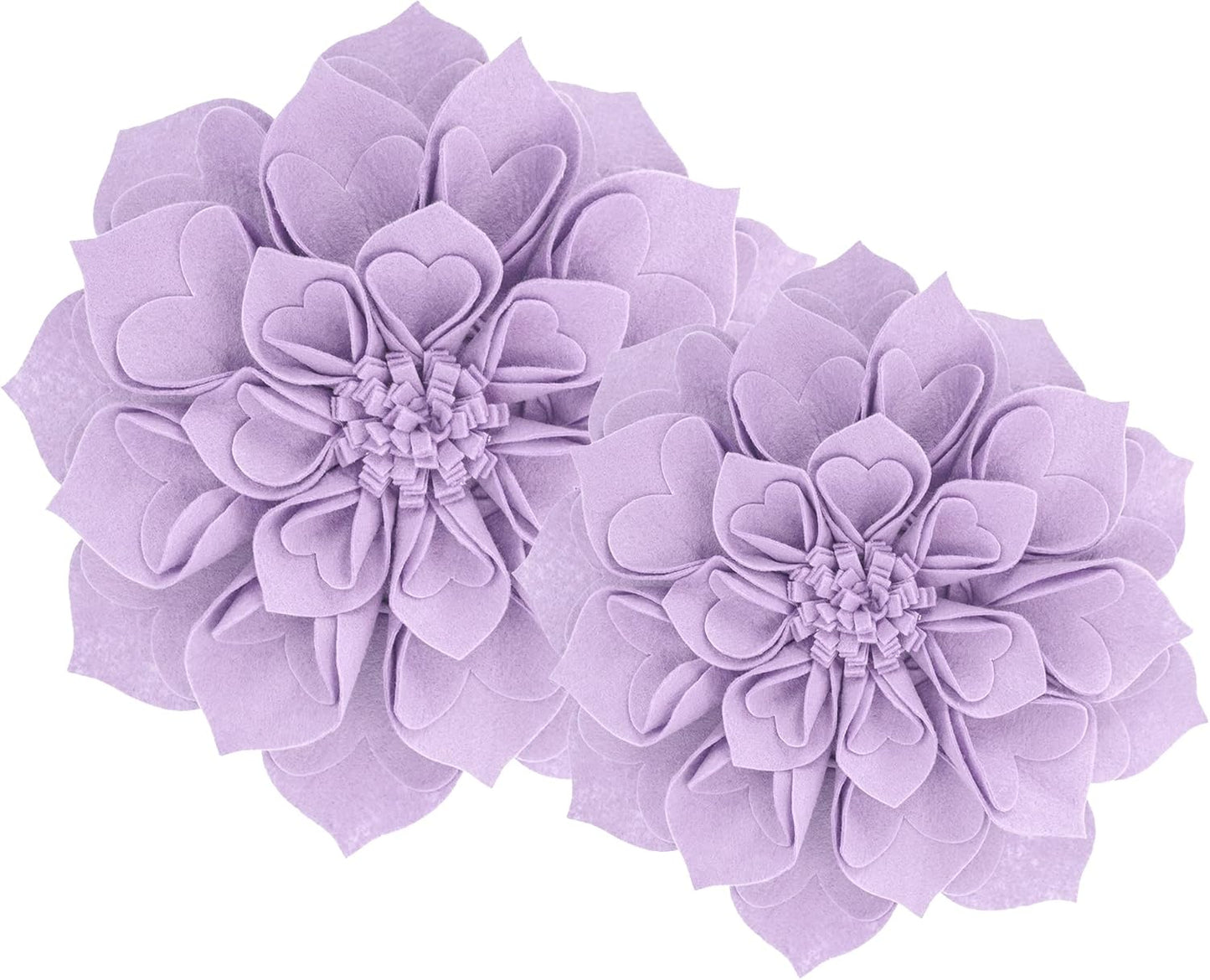 Fennco Styles Handmade 3D Heart-Shaped Petals Flower Decorative Throw Pillow Cover Only - 13" Round Lilac Floral Pillow Case for Couch, Home Décor and Holiday, Housewarming Gift