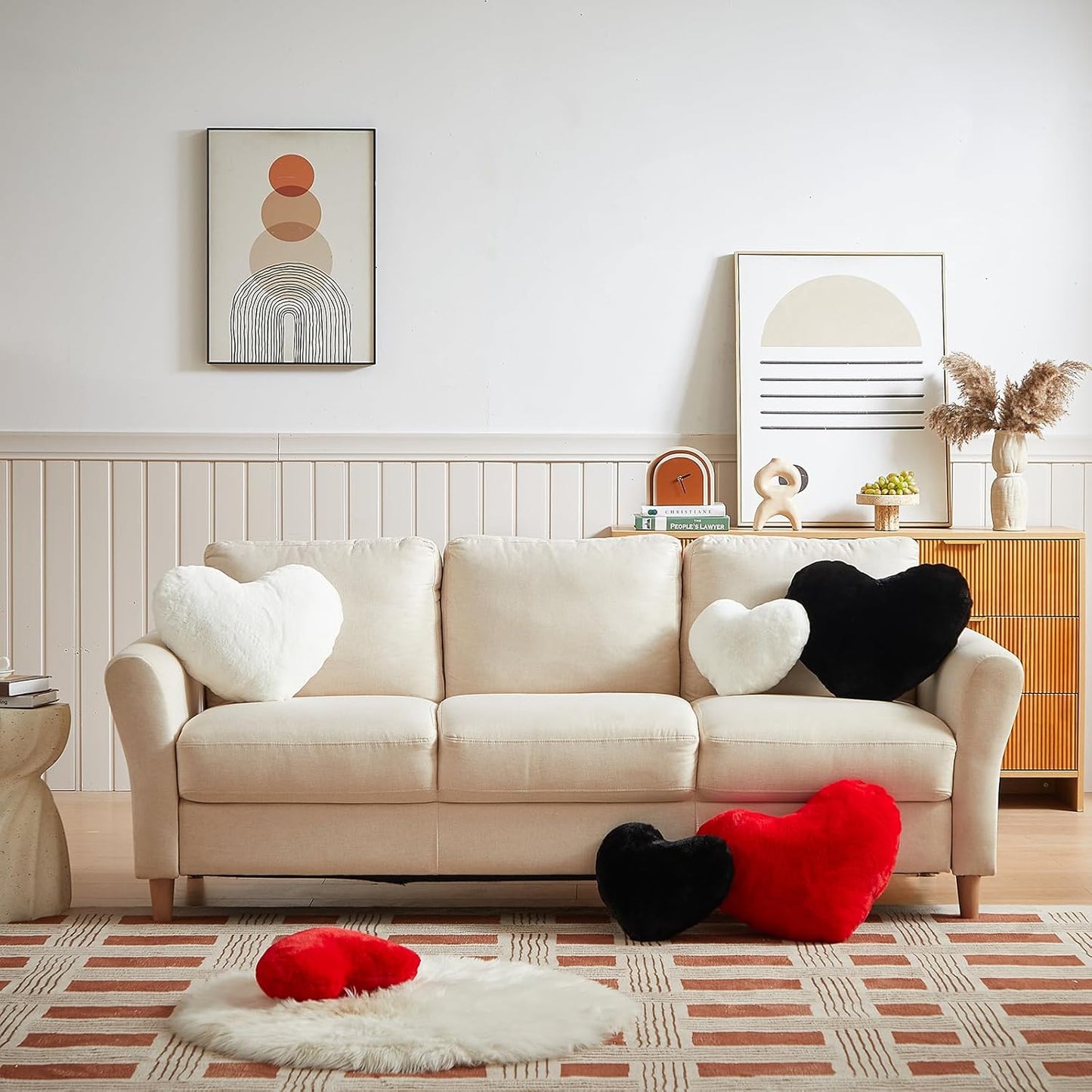 EastTree Heart Pillows, White Heart Shaped Pillows, Ultra Soft Extra-Large Fluffy Pillows, Love Throw Pillows Gifts, Women Girls Living Room Decor 15x18 Inch