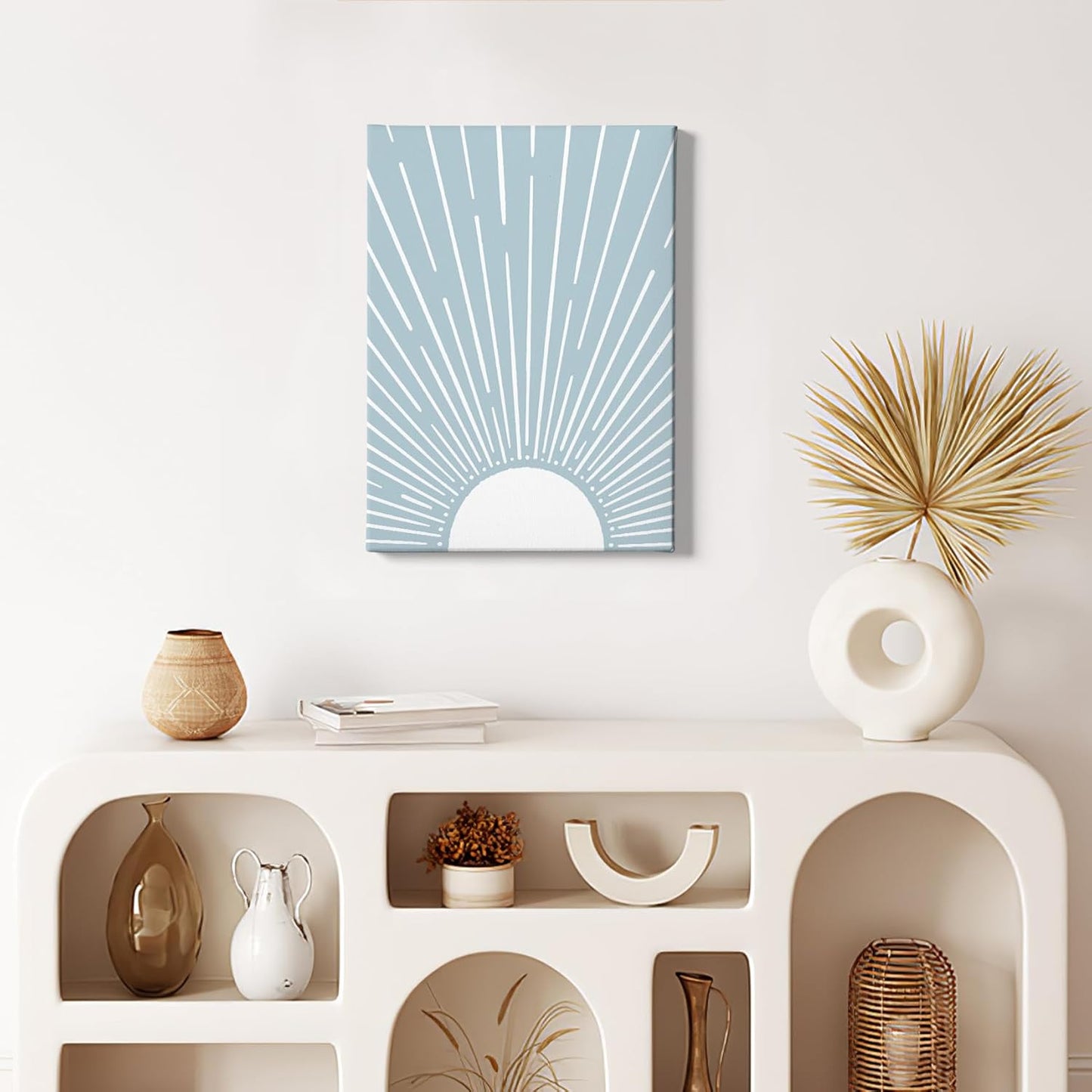 HIWX Boho Sunrise Canvas Wall Art - Boho Office & Bathroom Decor - 11x14 (Blue)