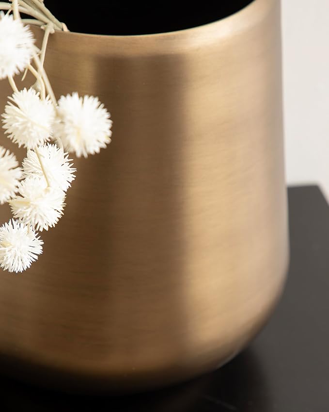 Kate and Laurel Portell Round Indoor Metal Planter Pot, 12 x 12 x 12, Antique Brass, Vintage Circular Planter for Indoor Plants Living Room or Sunroom Decor