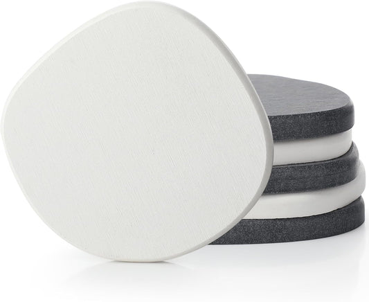 Diatomaceous Earth Coaster ，Set of 6，Unique White Absorbent Coasters for Drinks，Modern Aesthetic Instant Dry Stone Drink Coasters（6,White/Grey）