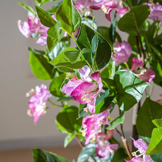 5FT Artificial Bougainvillea Tree Artificial Tree Tall Potted Fake Bougainvillea Trees for Outdoor Indoor Lifelike Potted Faux Plants with Wood Trunk and Flowers Office Wedding Home Decor