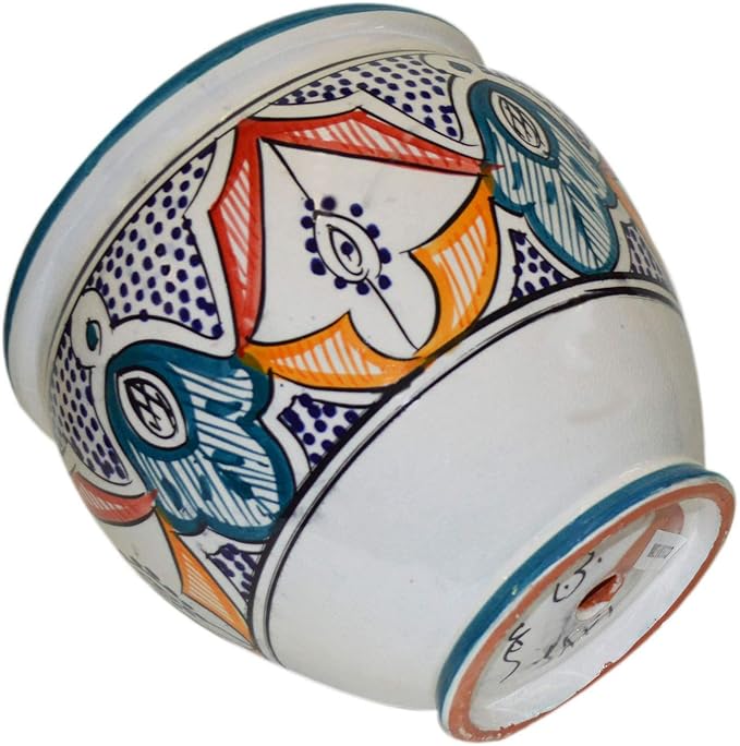 Treasures Of Morocco Flower Pot Moroccan Spanish Garden Drain Hole Ceramic Planter Handmade